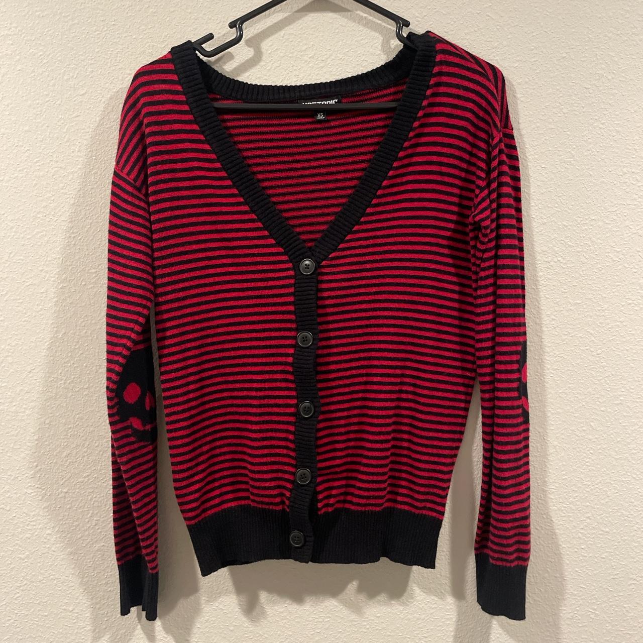 Hot Topic Emo/goth sweater with skull elbow patches