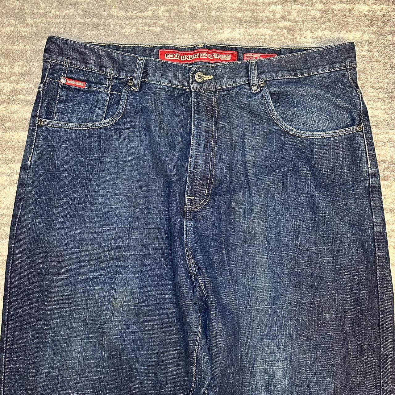 Ecko Unltd Clifton Baggy JNCO Style Jeans in dark... - Depop