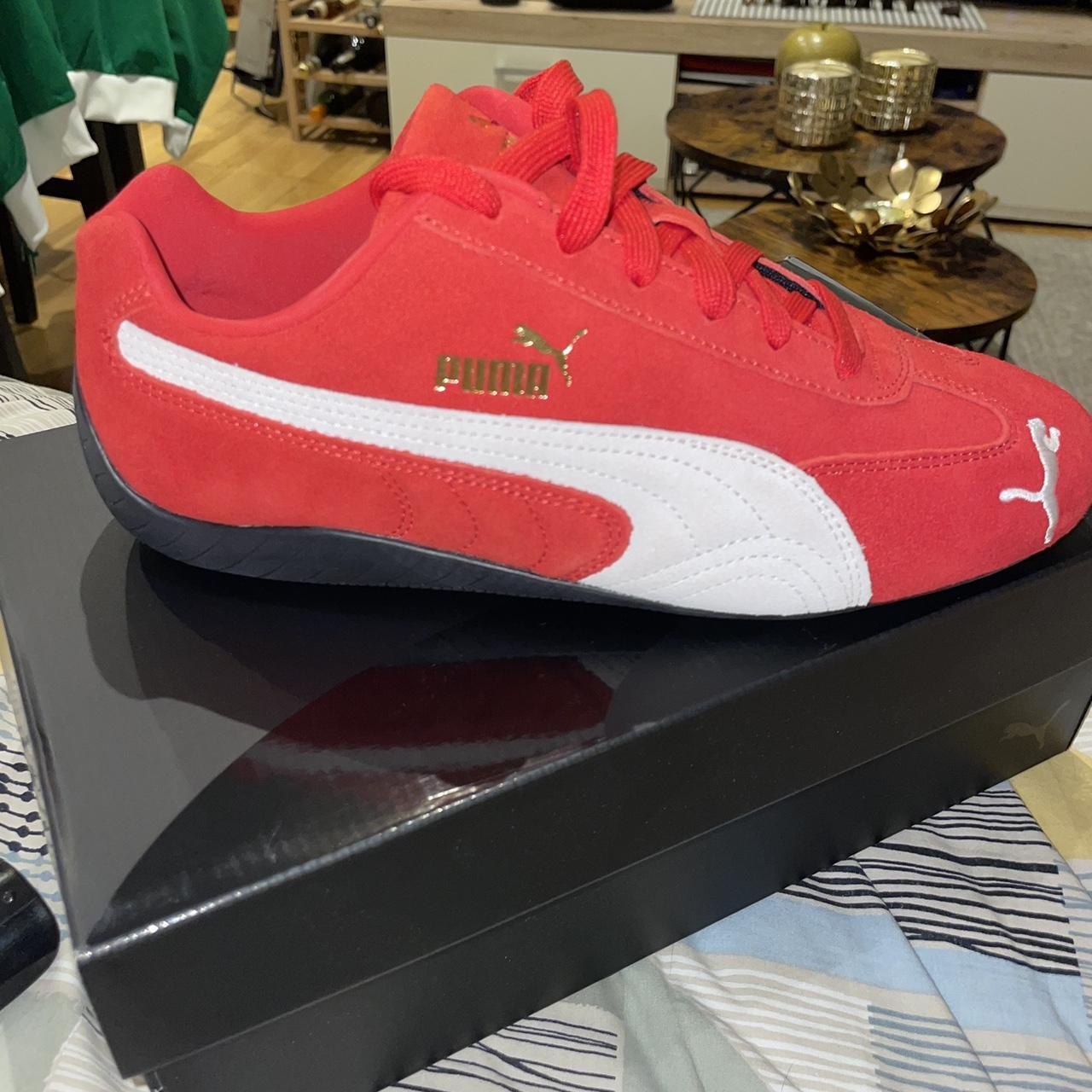 Puma red ribbon shoes best sale