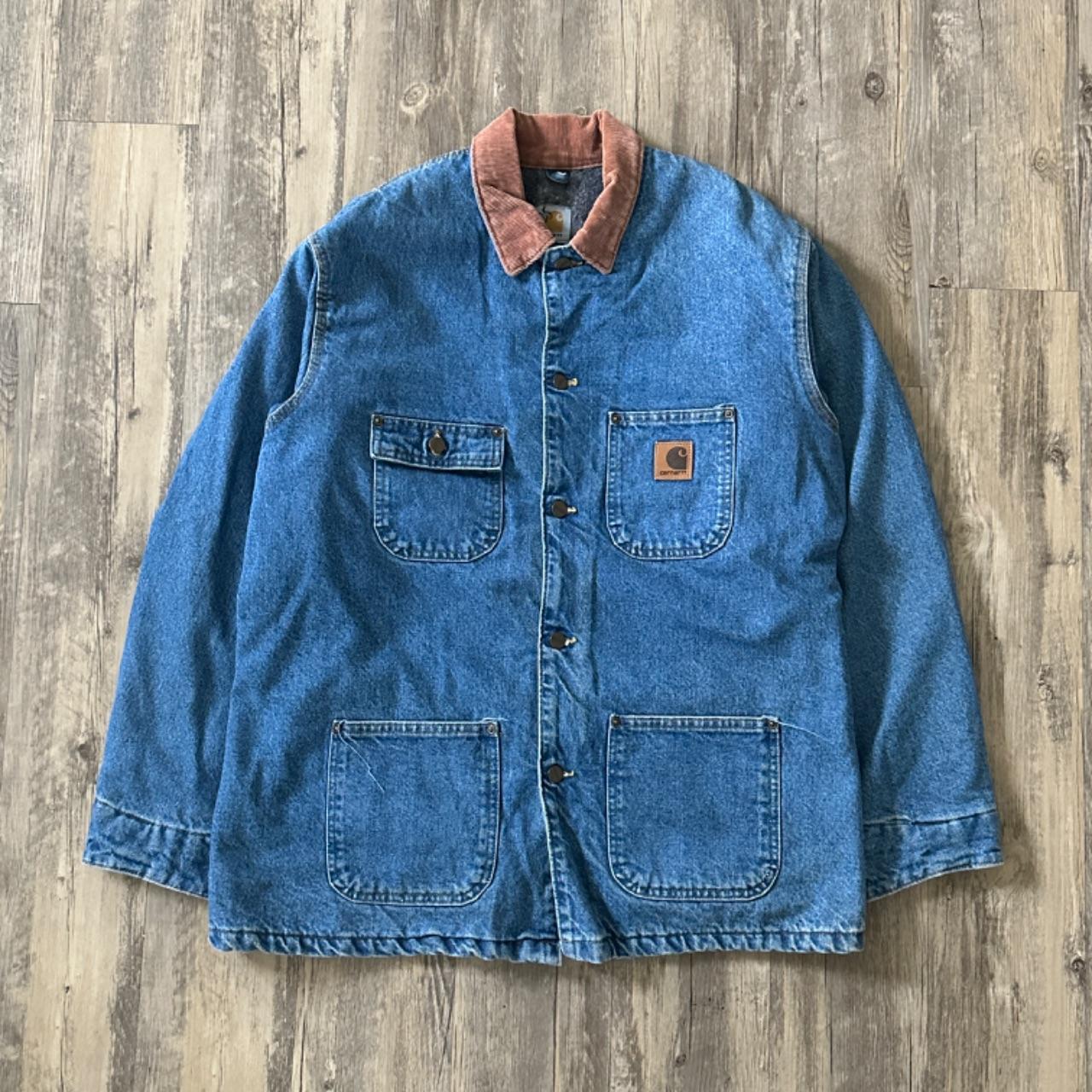 Carhartt denim barn coat best sale