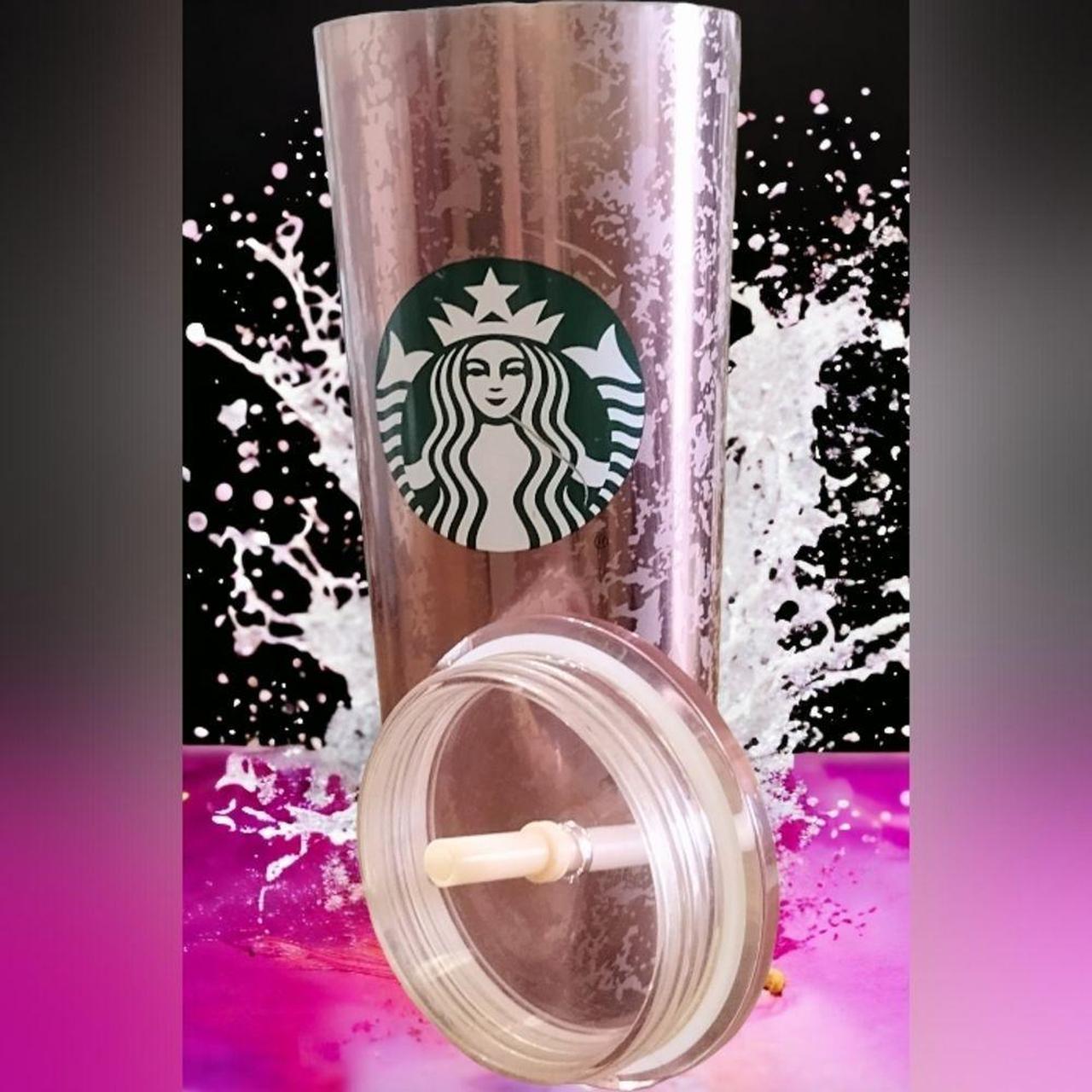 16 oz rose gold pink Starbucks tumbler cup with - Depop