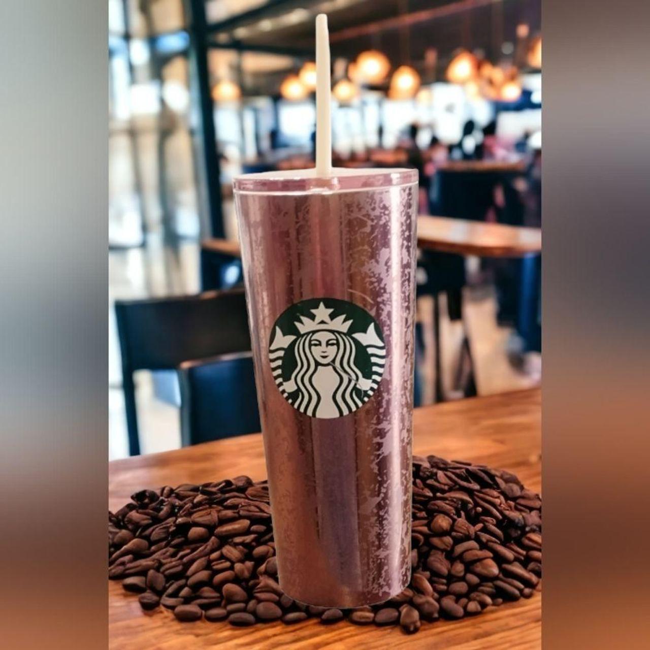 16 oz rose gold pink Starbucks tumbler cup with - Depop
