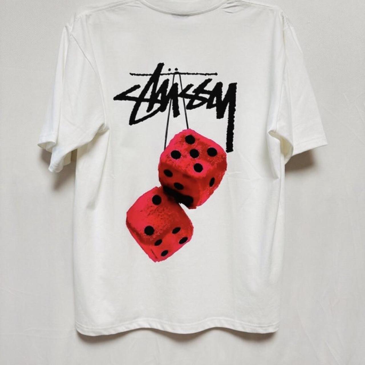 Red fluffy dice Stüssy white tee brand new great for... - Depop