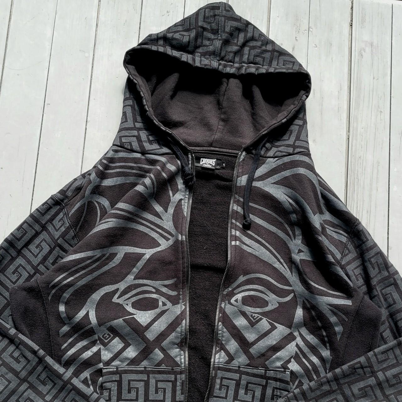 vintage y2k full zip hoodie tribal grunge pattern... - Depop