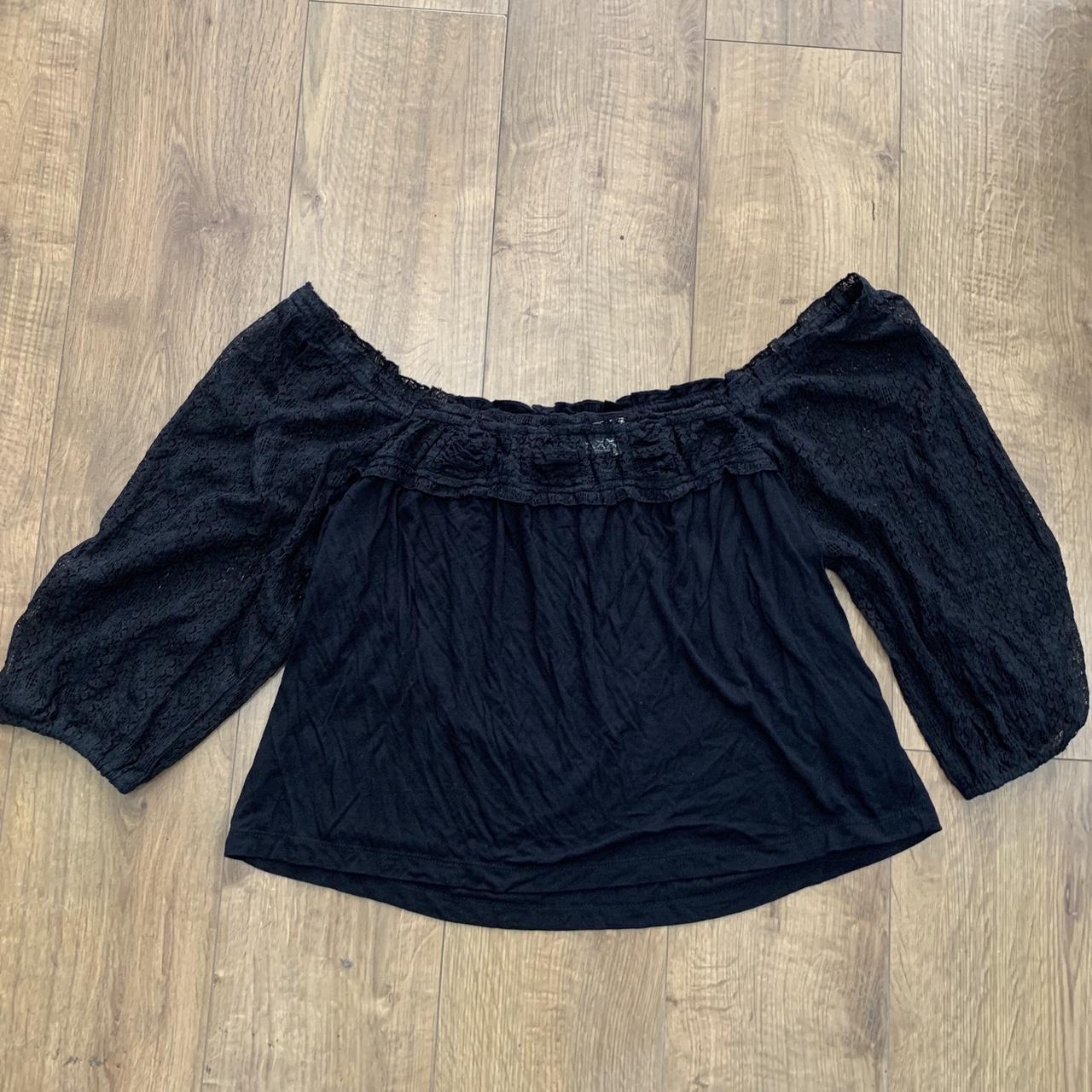 Anthropologie black top Size XL Elasticated round... - Depop