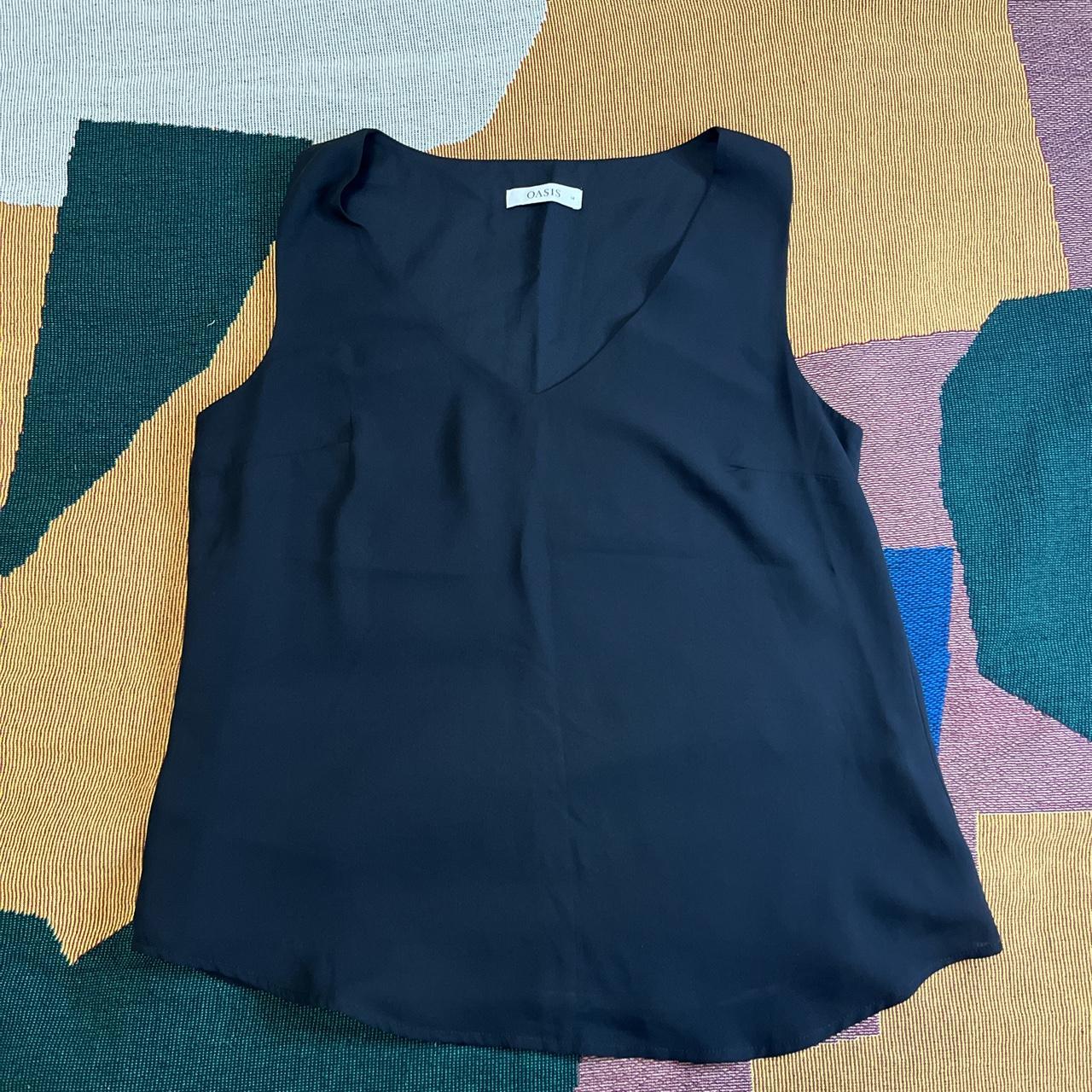 Oasis women’s black sleeveless blouse, good for work... - Depop