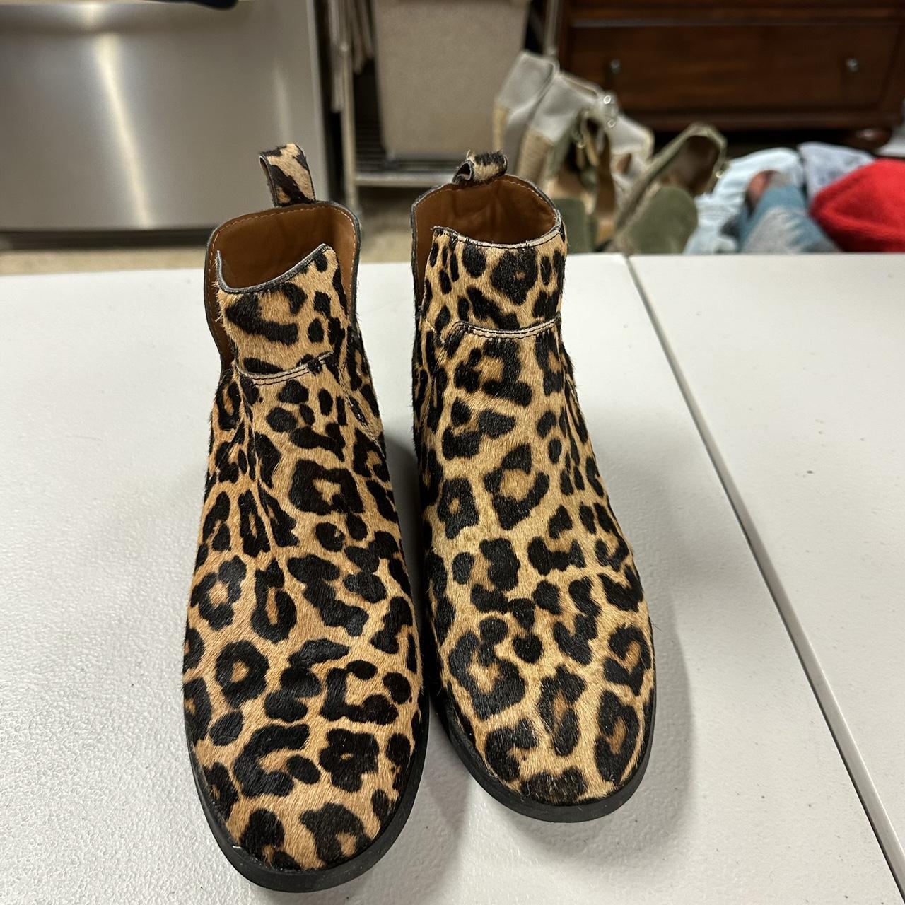 Fur leopard Franco Sarto booties with slight heel. Depop