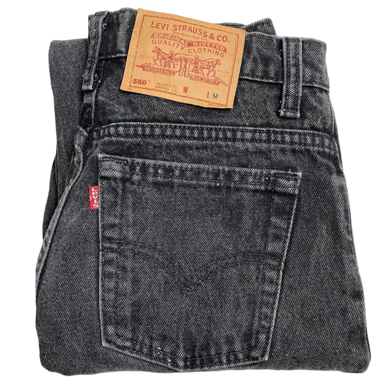 Vintage Levis 550 Jeans Dark Grey High Waisted Made... - Depop