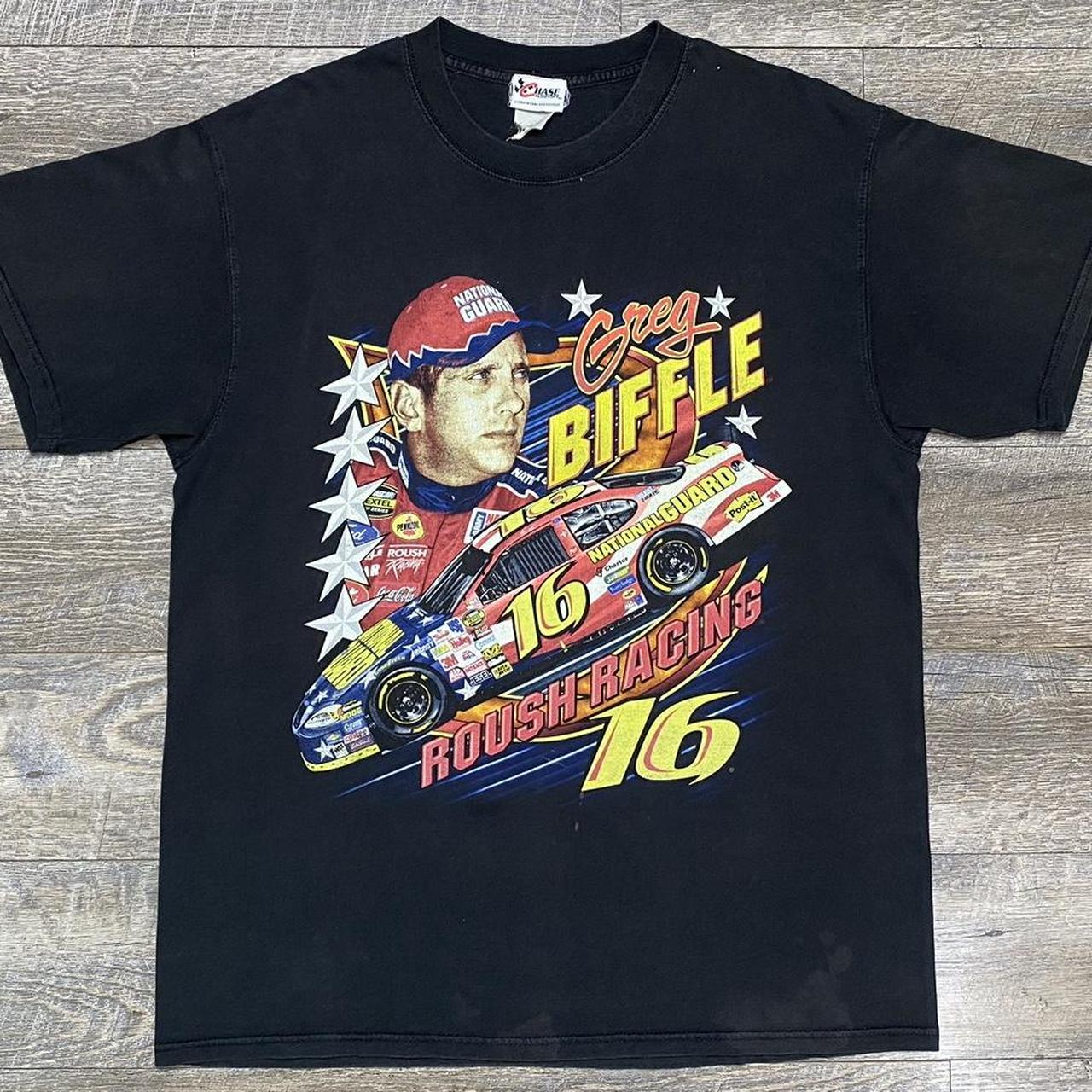 Vintage Roush Racing hot Greg Biffle 16 Tshirt AOP L Demand Performance 1999