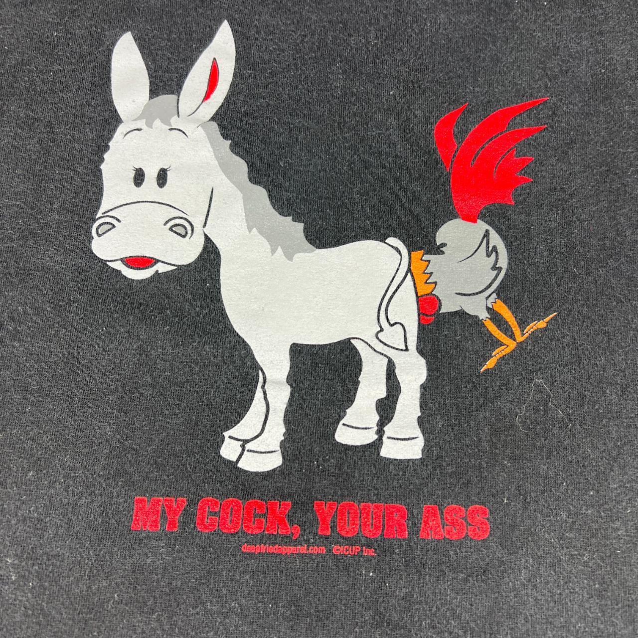 Y2K Funny Donkey Rooster My Cock, Your Ass Shirt... - Depop