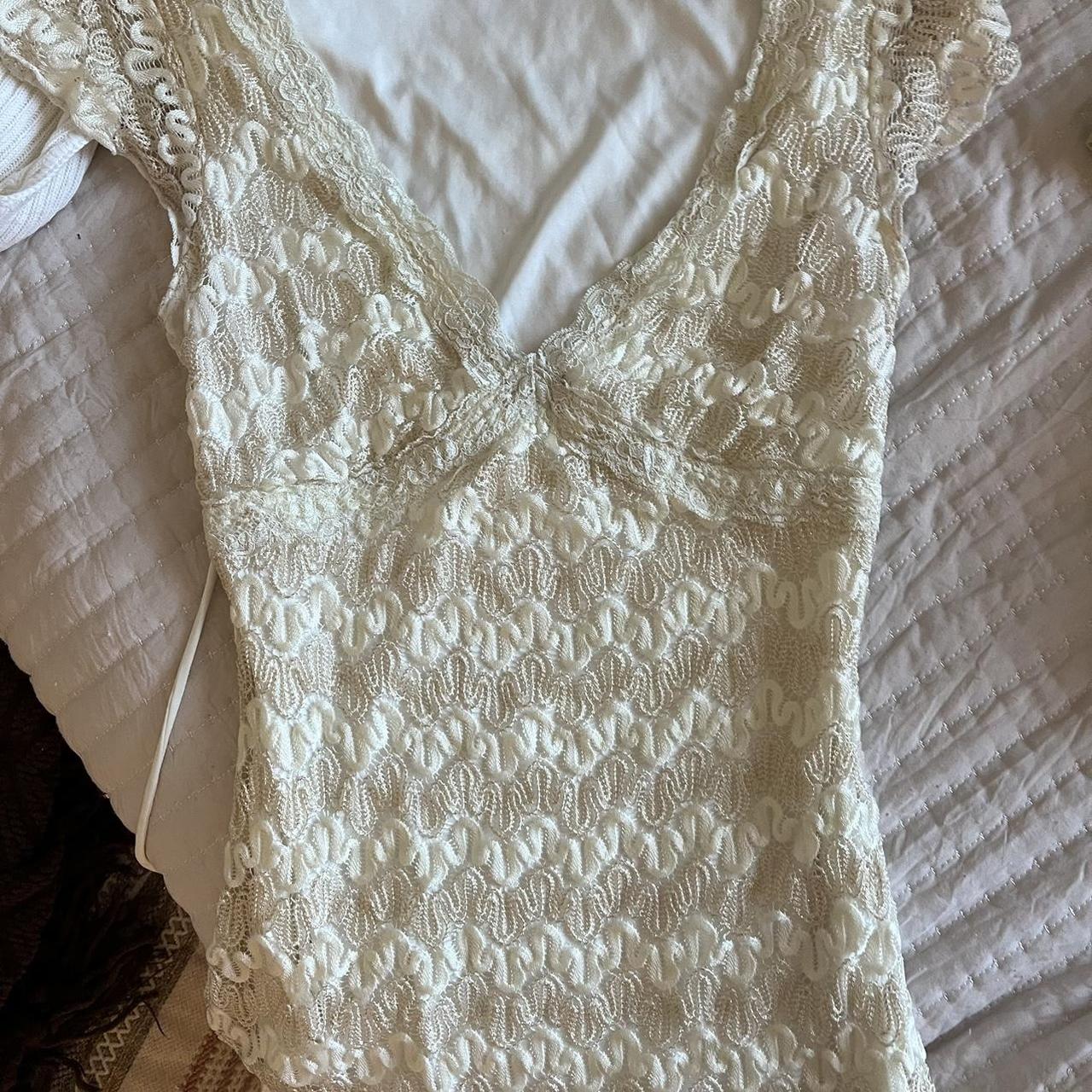 White and gold lace top #tops#lace Tagged XS has a... - Depop