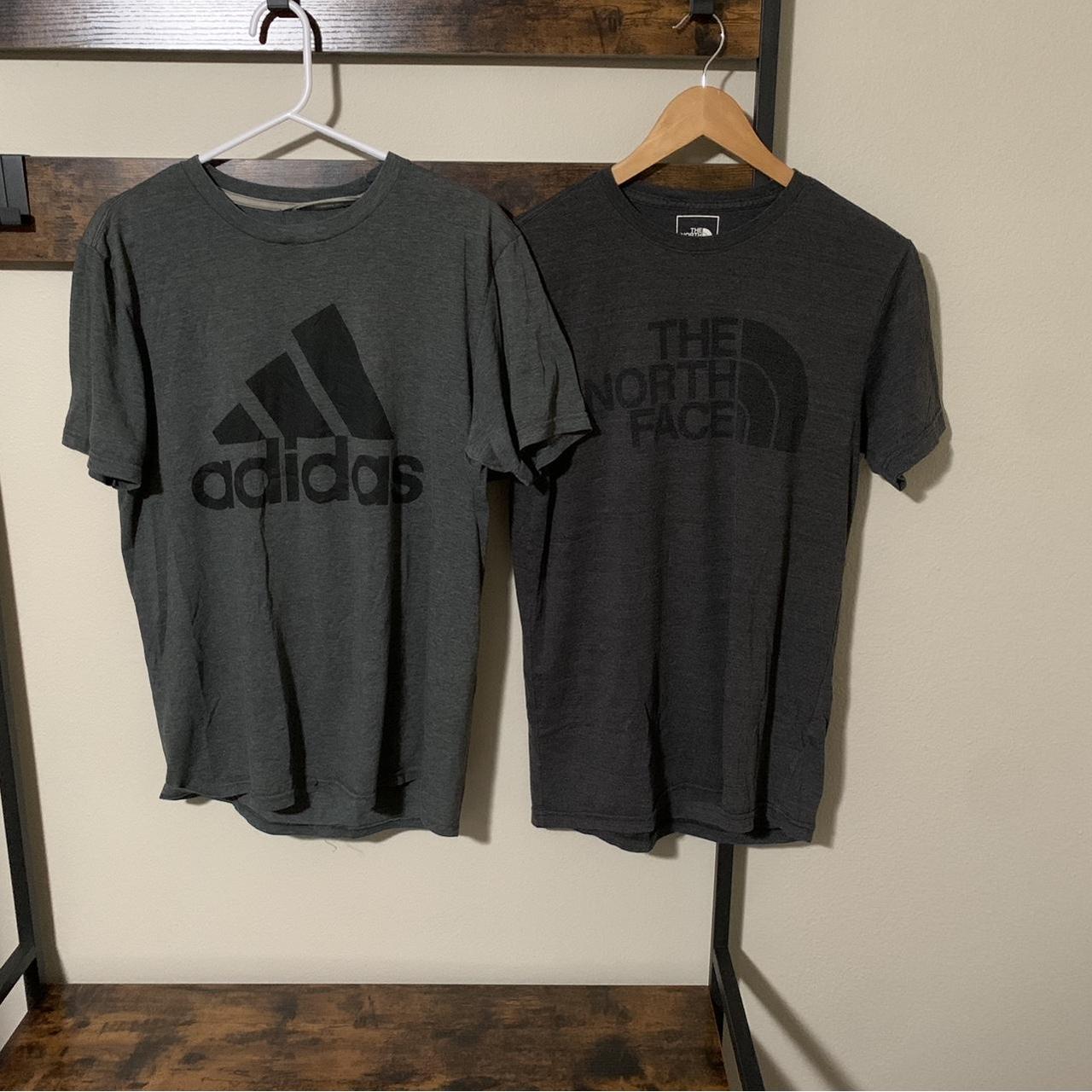 The North Face Men's Black and Grey Tshirt Depop