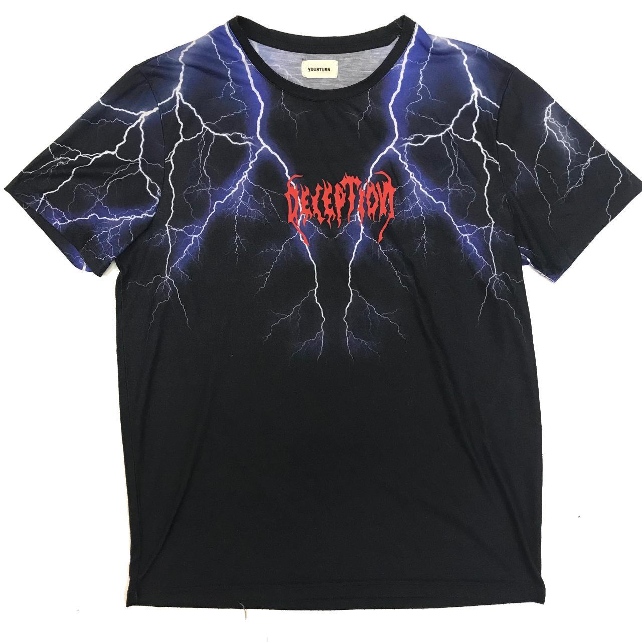 crazy lightning bolt print shirt missing size tag,... - Depop