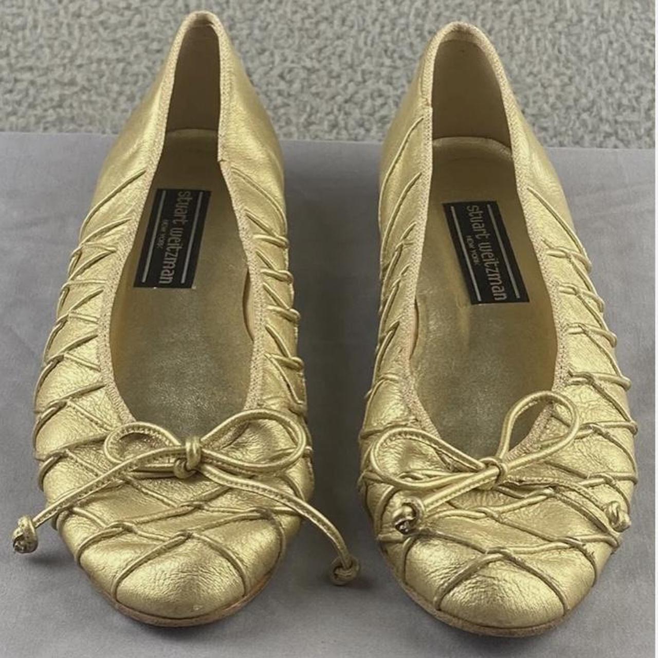 Stuart Weitzman Golden Ballet Flats Size US 7 | EU... - Depop