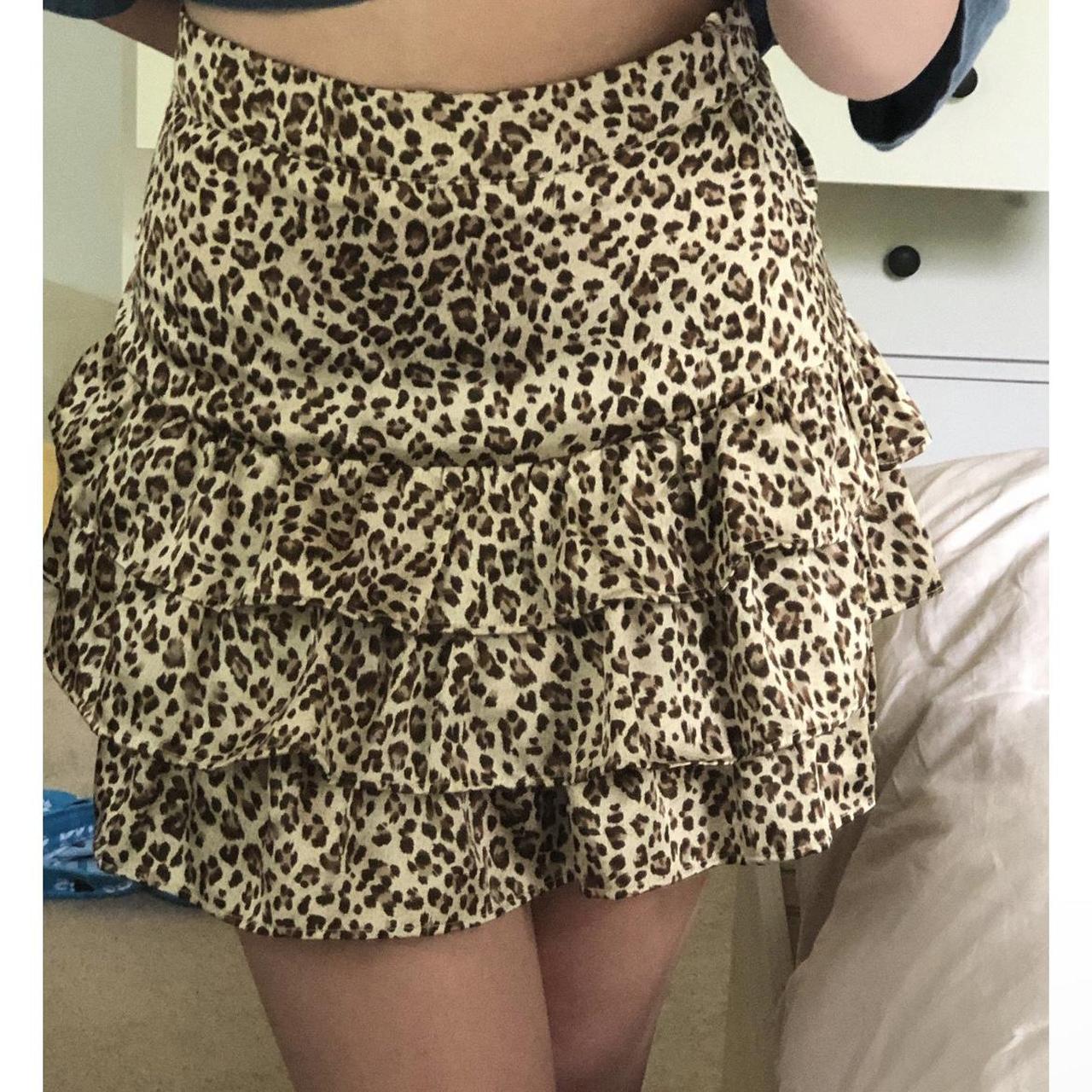 Leopard print outlet mini ruffle skirt