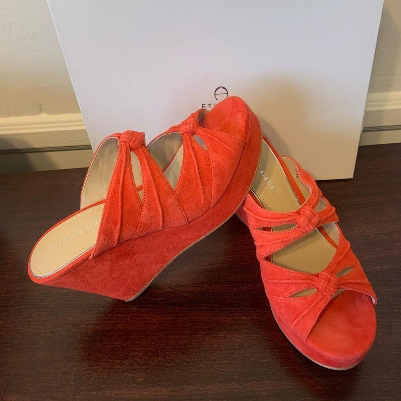 Chloé Nama Wedge Hot Coral Sandals - Sneak in Peace