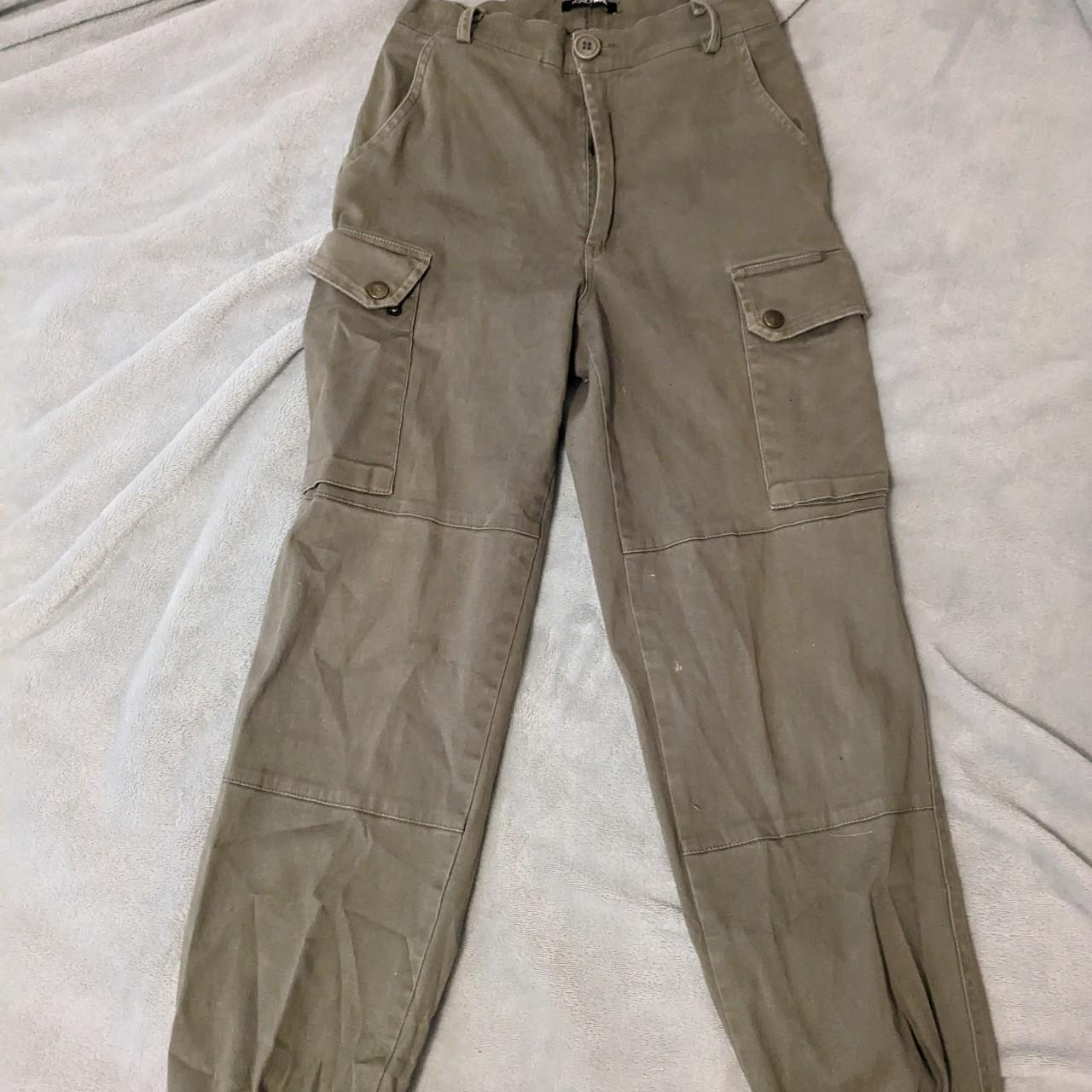 Fashion Nova Green cargo pants with sinched ankle... - Depop