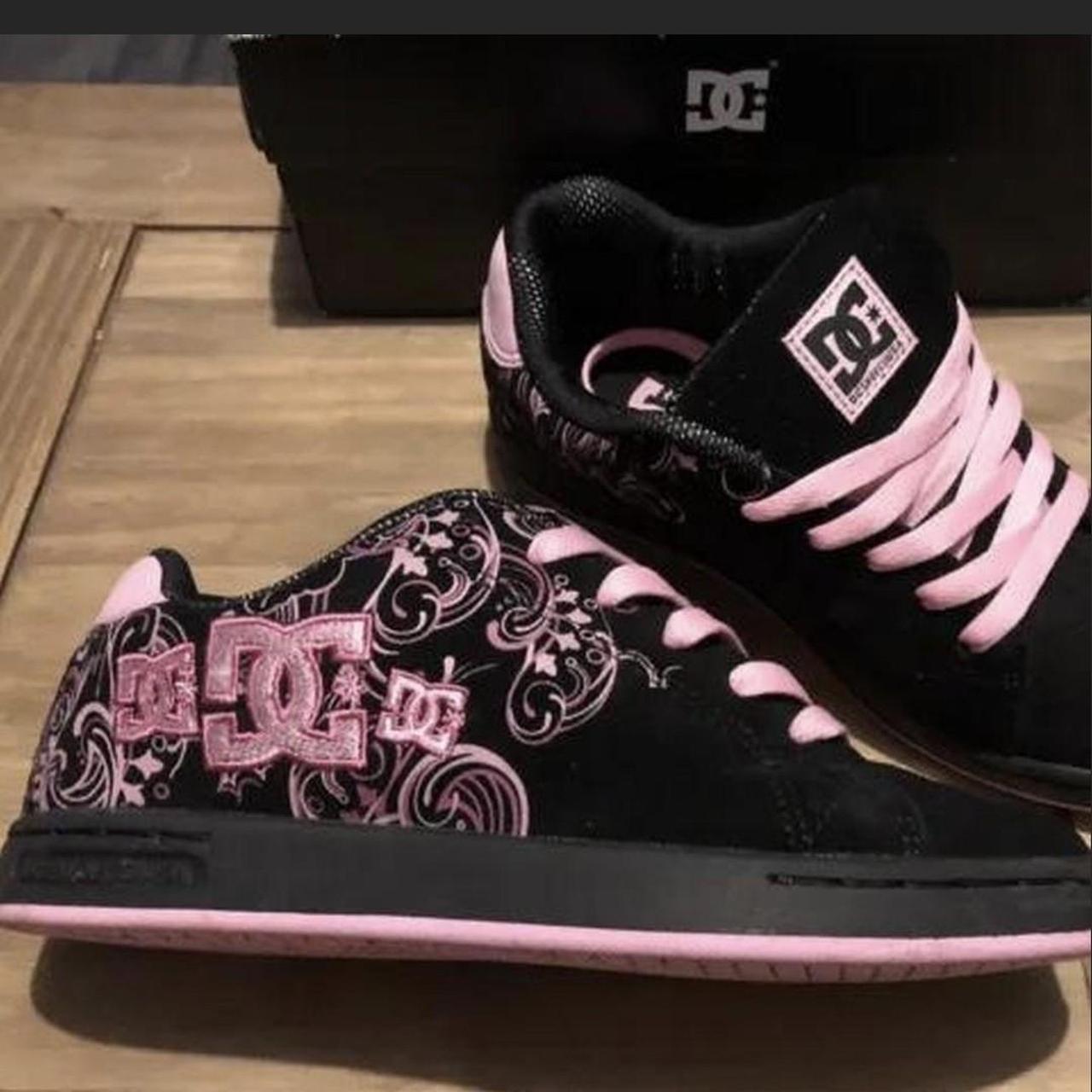 Pink and black shoe best sale