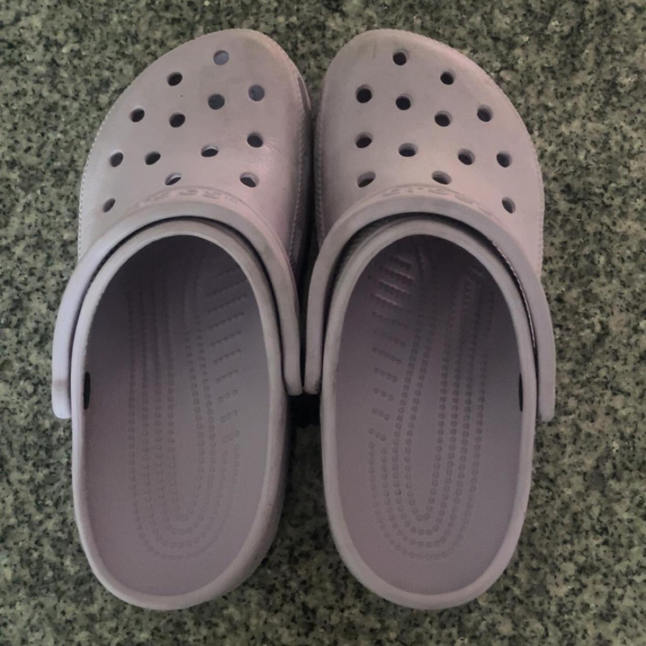 purple/lilac crocs womans 8 / mens 6 a little dirty... - Depop