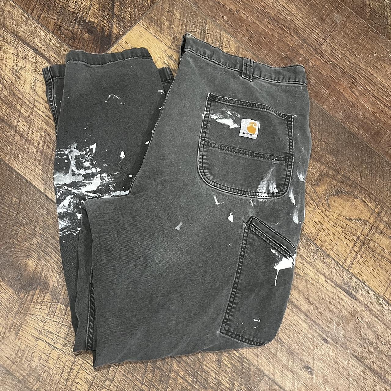 40/30 carhartt pants Paint stains Fits good Perfect... - Depop