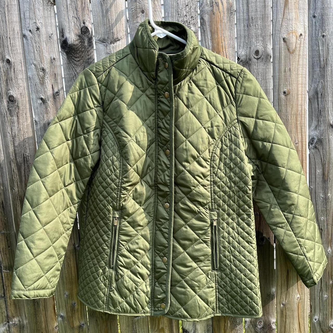 Appleseed's Women's Green and Khaki Coat Depop