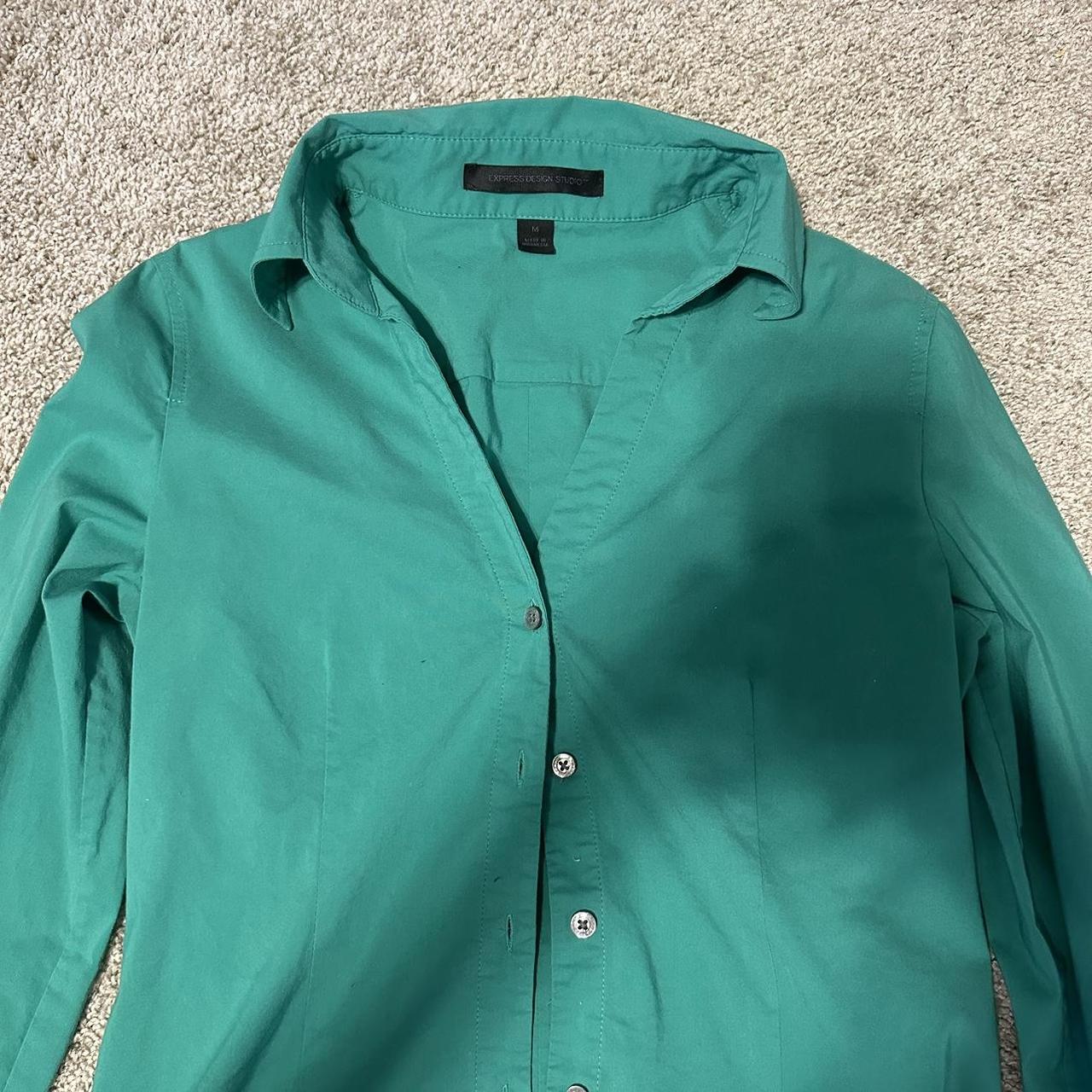 Express Women's Green and Khaki Blouse Depop