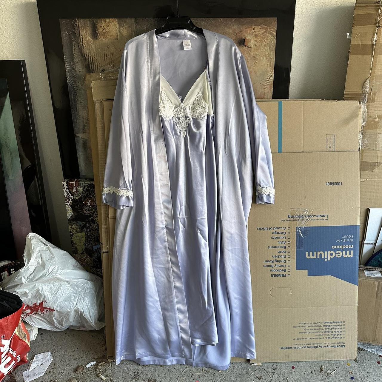 Women's Purple and White Robe | Depop