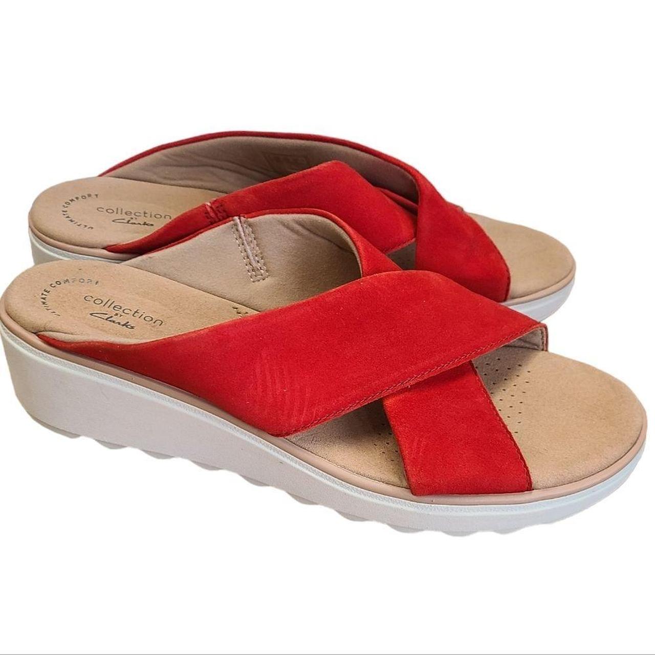 Clarks red leather discount sandals