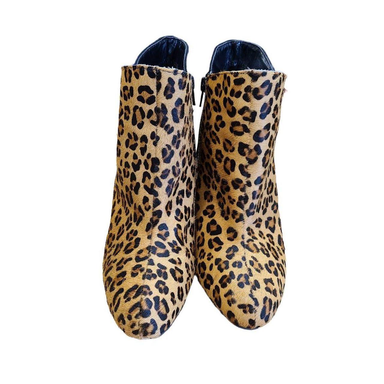 Express leopard print calf hair heeled ankle booties... Depop