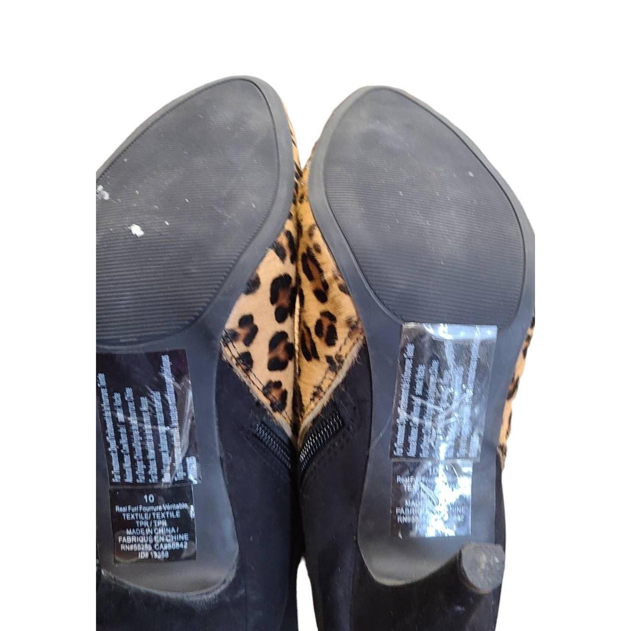 Express leopard print calf hair heeled ankle booties... Depop