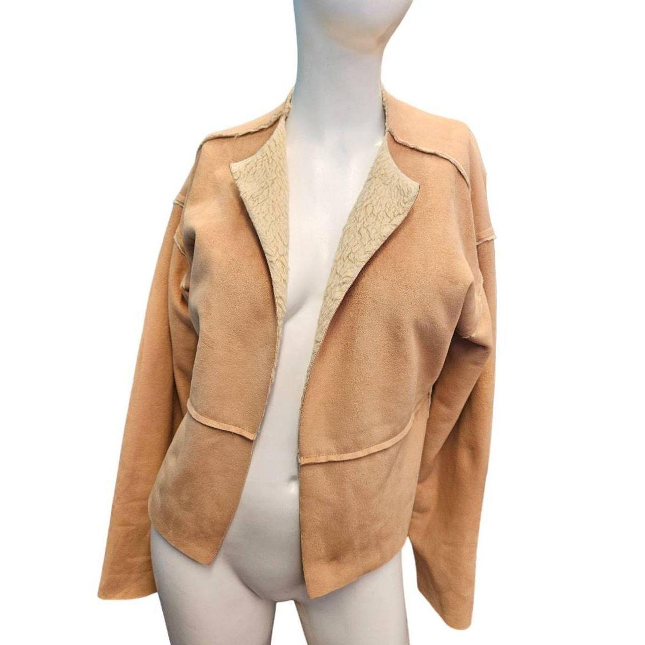 Banana Republic Tan Faux Suede Long Sleeve Faux hot Fur Jacket Women's Size Medium M