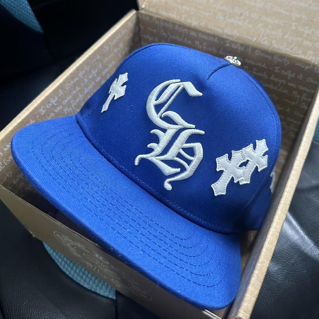 Blue chrome hearts cross patch hat - preowned - | Depop