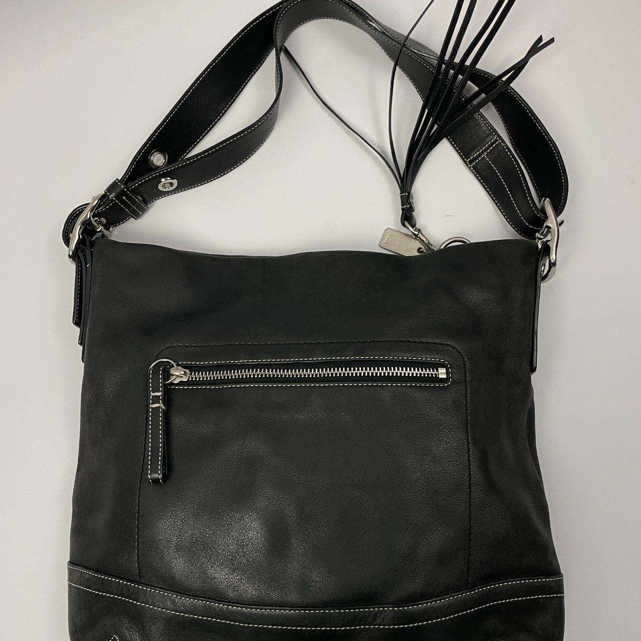 Biker Leather Black Vintage Coach Bag leather... - Depop