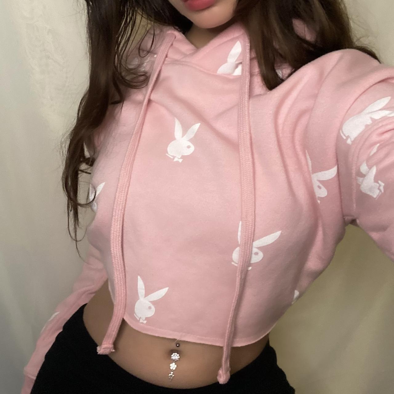 playboy-pink-hooded-sweatshirt-cropped-depop