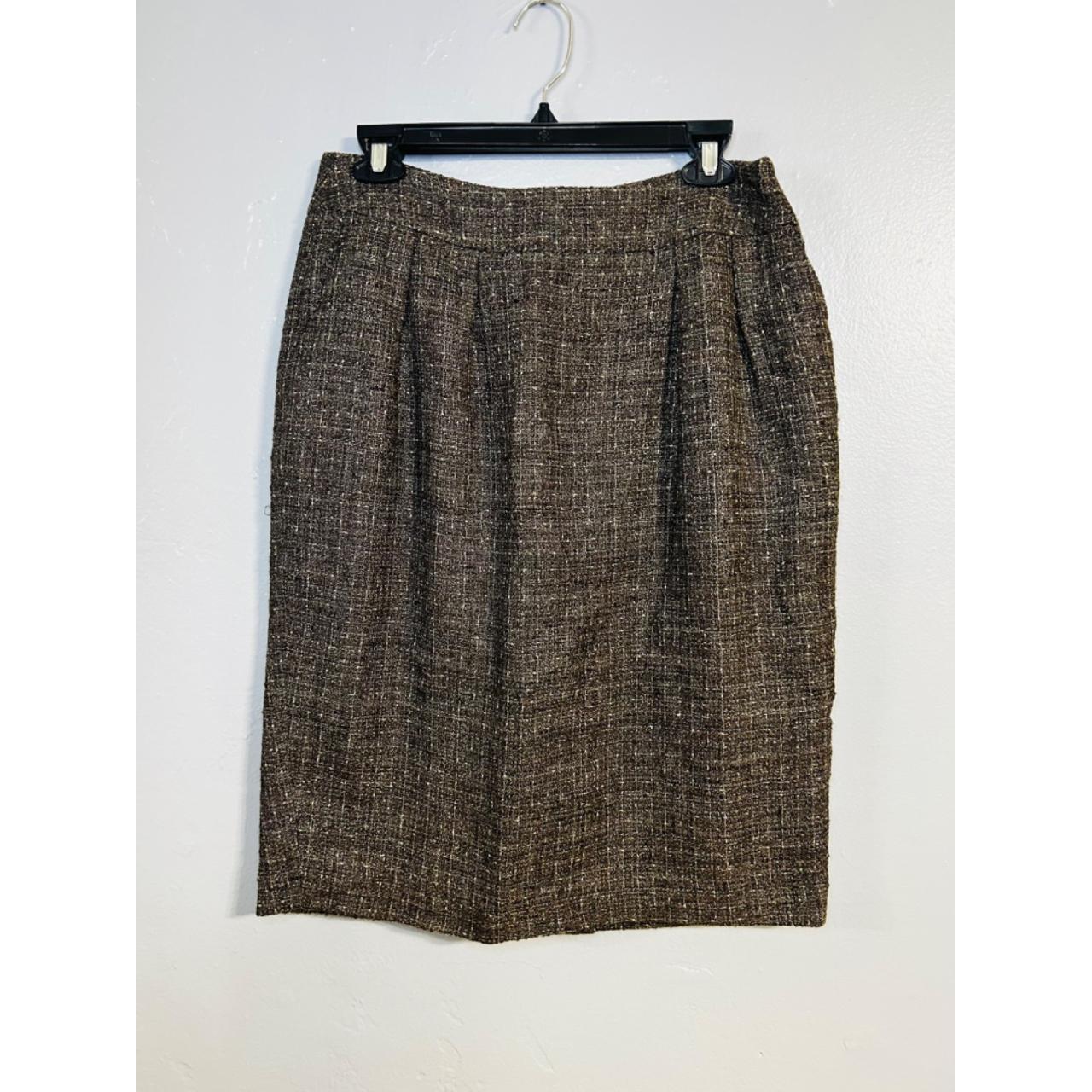 Lafayette 148 New York Grey Tweeded Wool Skirt size... - Depop
