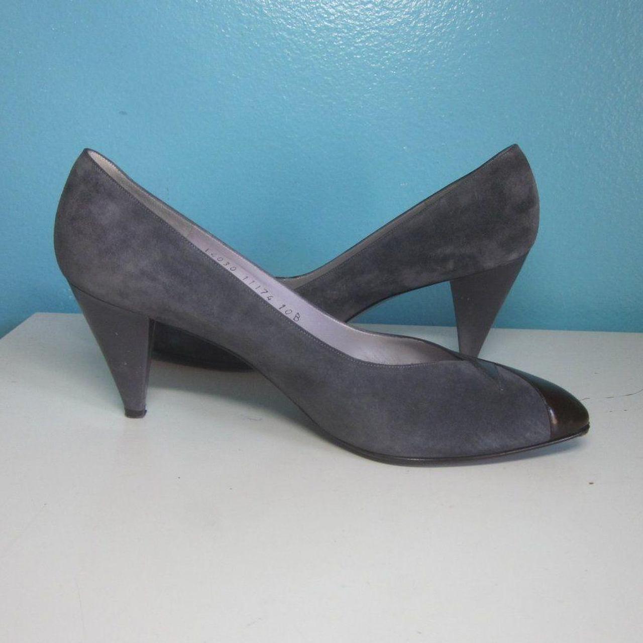 Bruno Magli Gray Leather Heels Size 10 B Gray suede Depop