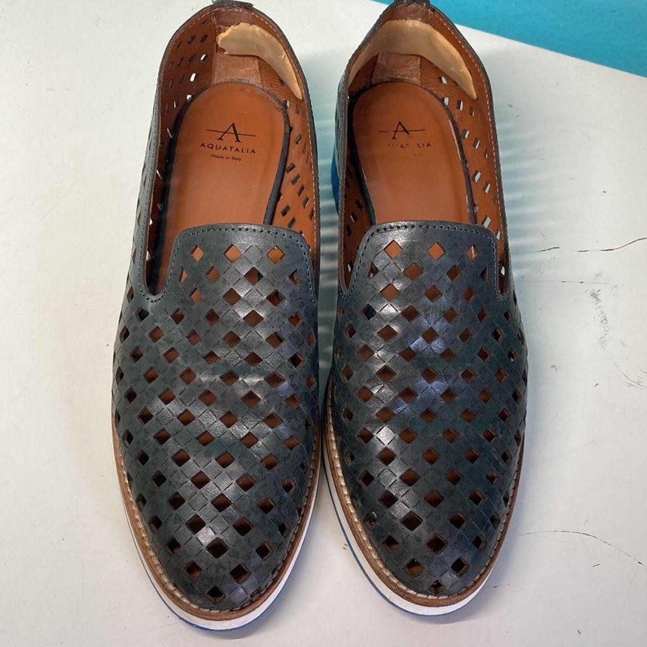 Aquatalia Leather Perforated Loafers Size 8