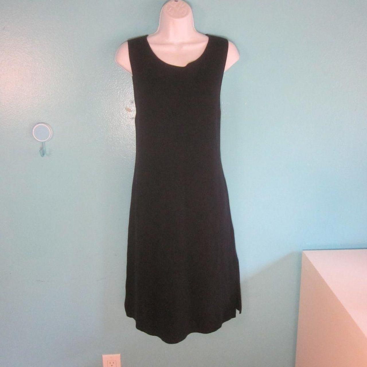 Eileen Fisher Size L Black Knit Tank Dress 80% Silk - Depop