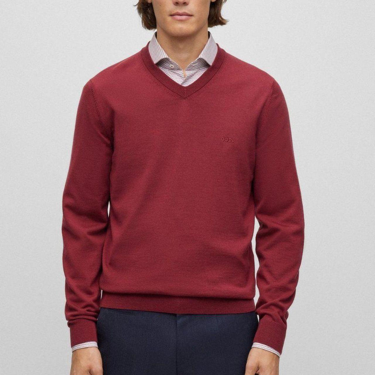 hugo boss burgundy jumper