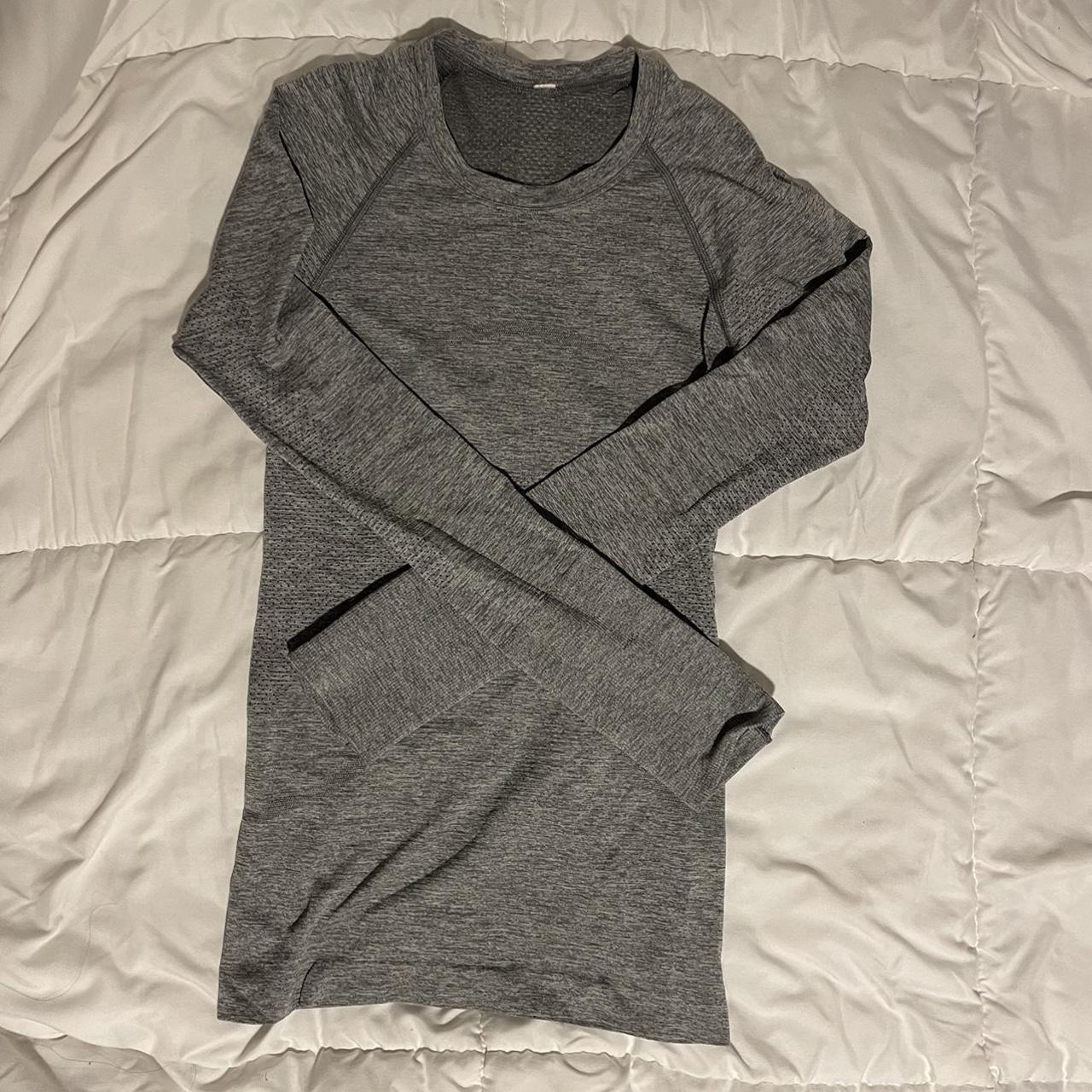 Lululemon swiftly shirt in charcoal grey Size 2 - Depop