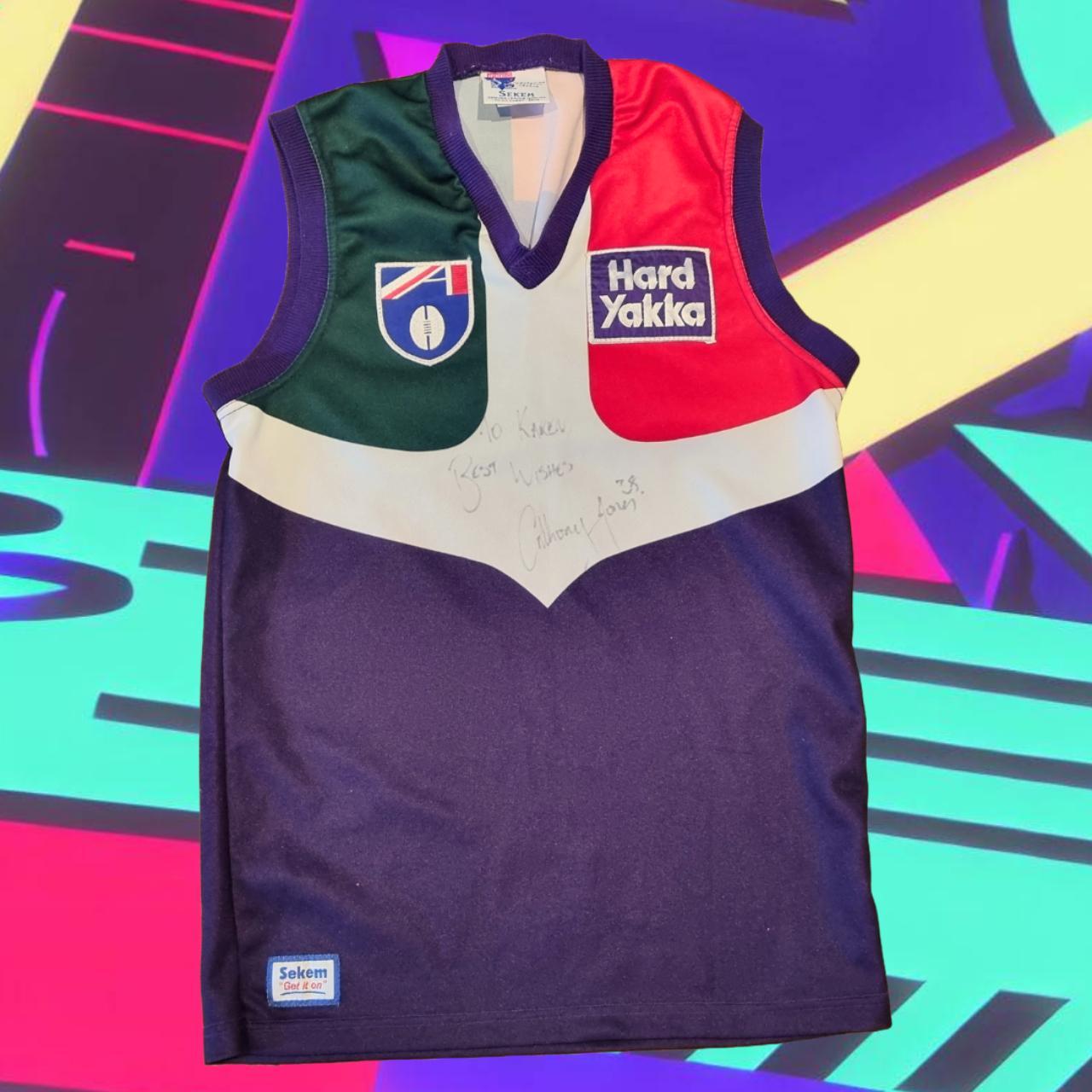 Vintage 90s Fremantle Dockers Guernsey Signed Depop