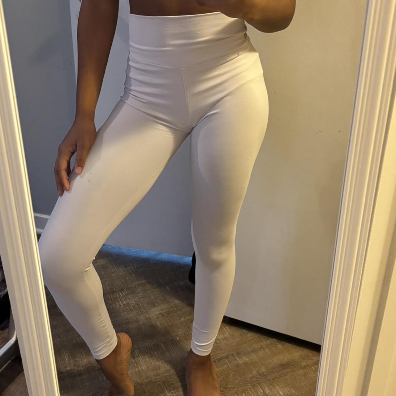 white leggings, unknown brand marked old navy for - Depop