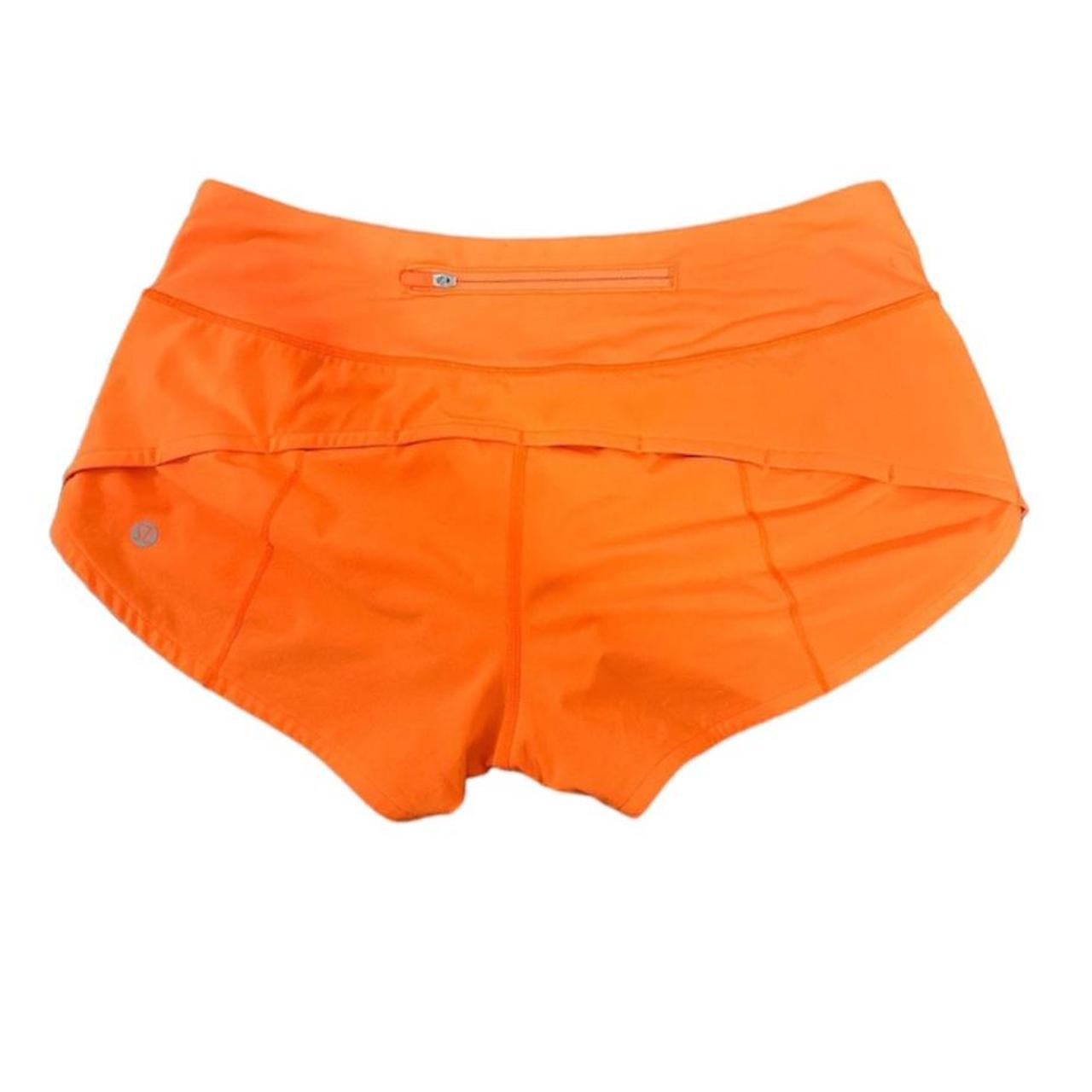 lululemon speed up shorts neon orange low rise... Depop