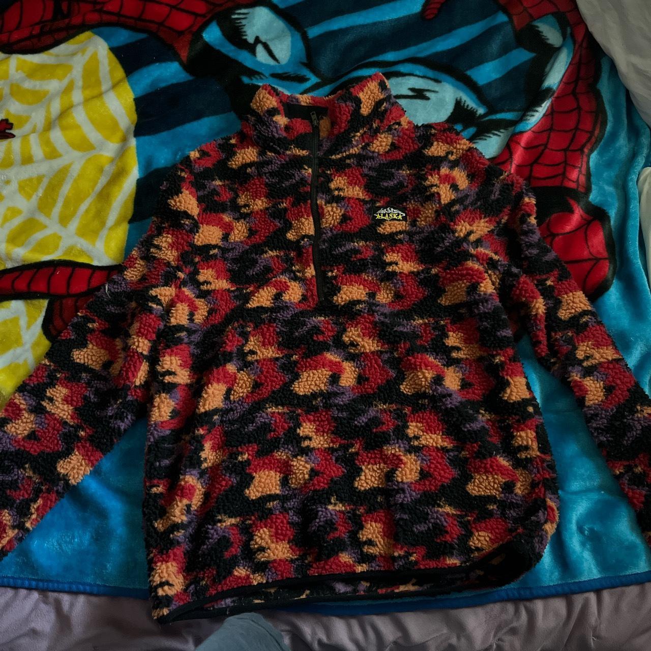 Multicolored jacket, sips up at the neck and chest,... - Depop