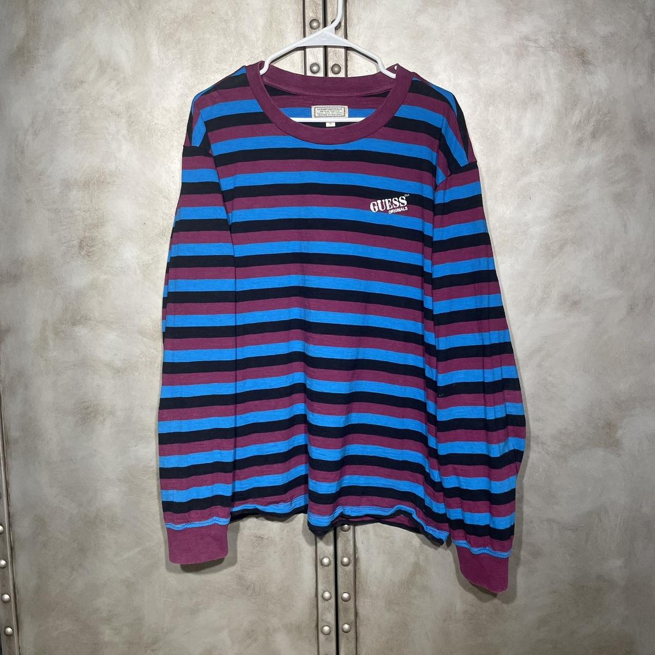 Purple striped best sale guess shirt