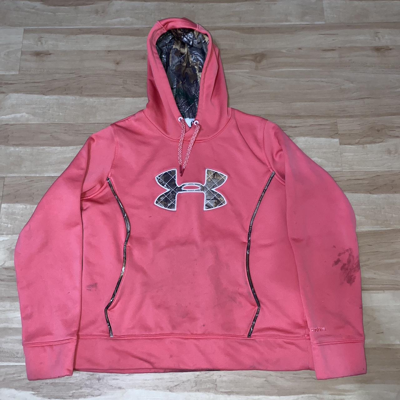 Pink camo hoodie under armour sale