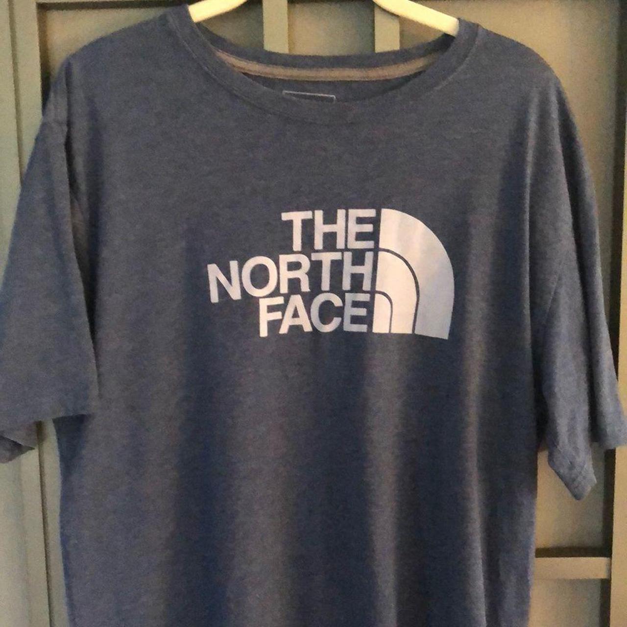 The North Face Men’s logo T-shirt size L Heather... - Depop