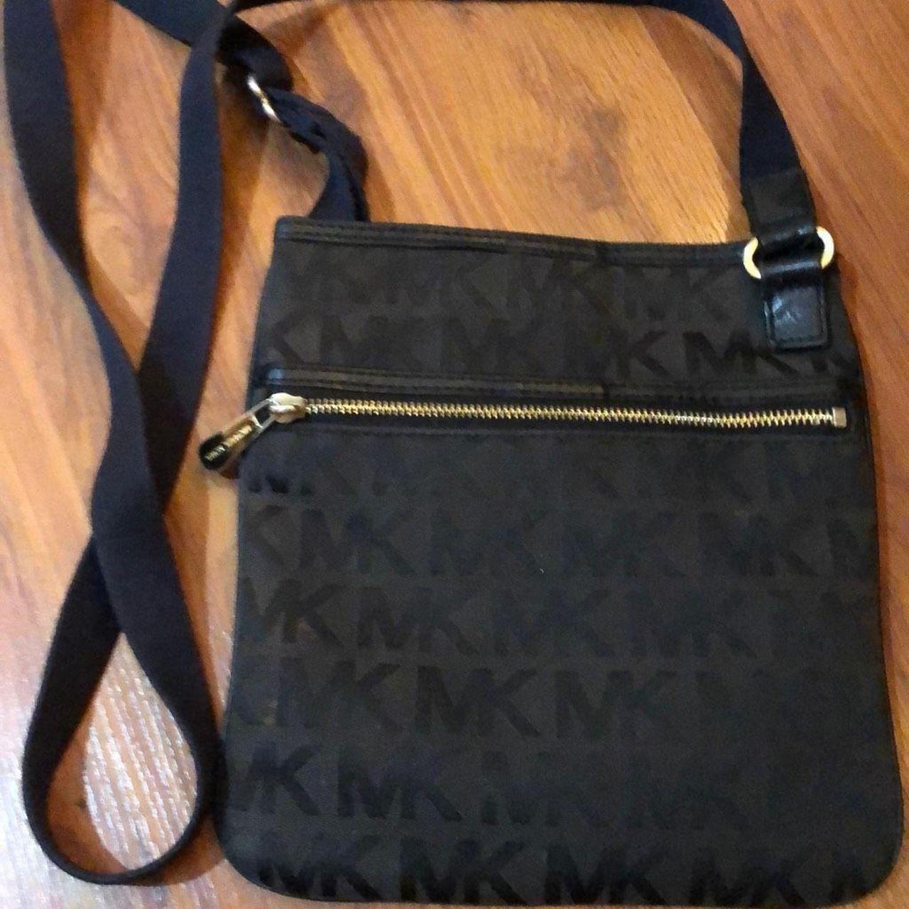 Michael Kors monogram tote bag black and tan. black - Depop