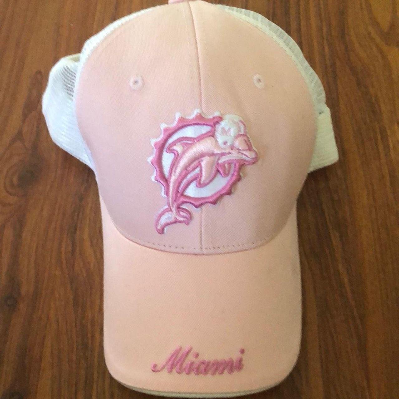 NWT Pink Miami Dolphins mesh snap back baseball cap - Depop