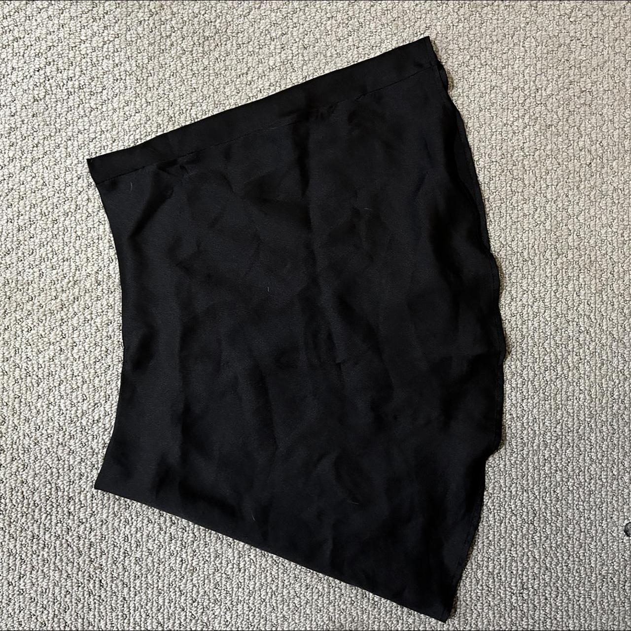 Satin Black Mini Skirt - Depop